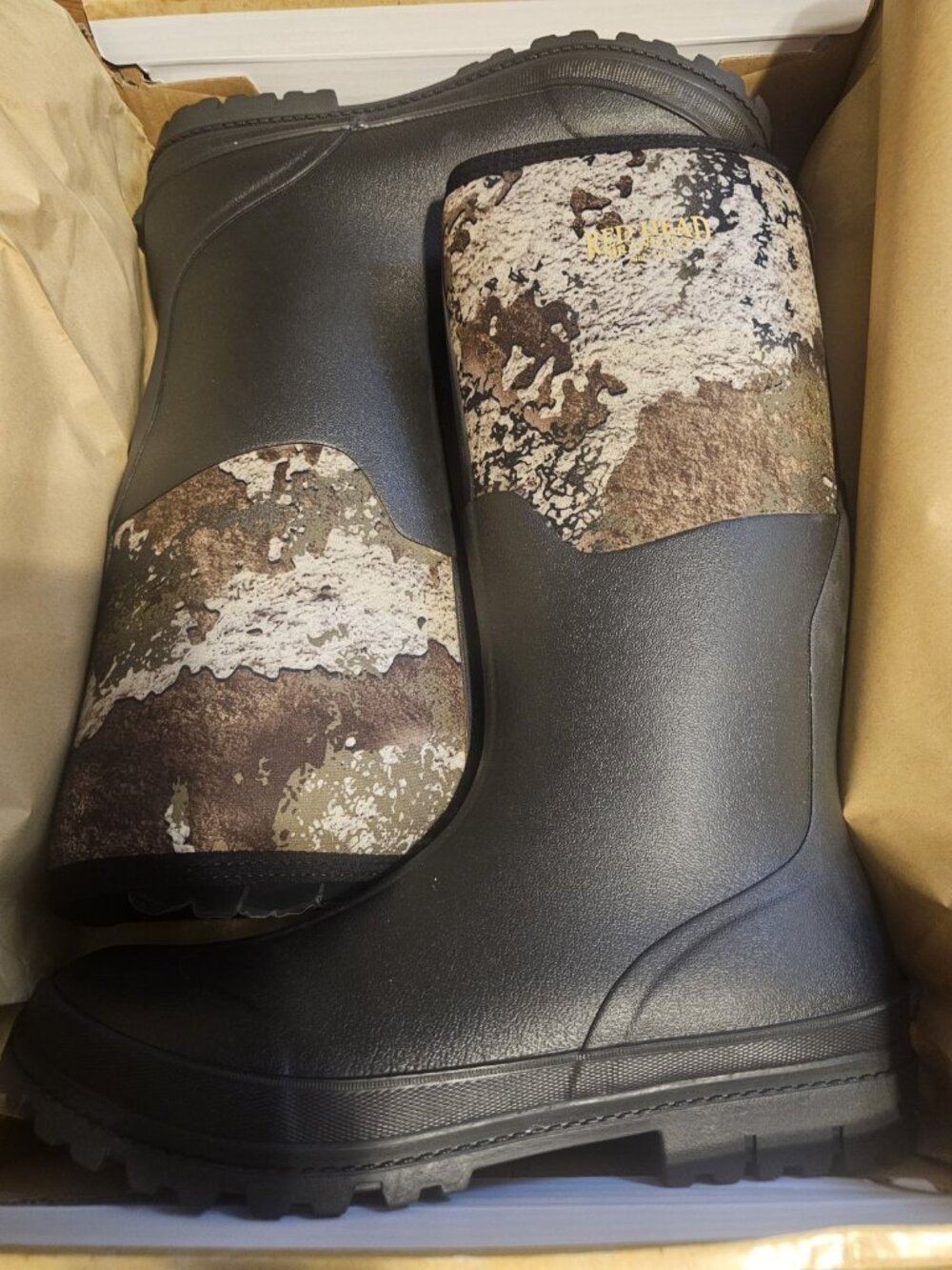 Red Head Brand Mens Camo Utility Rubber Boots Mens Size 14 Black